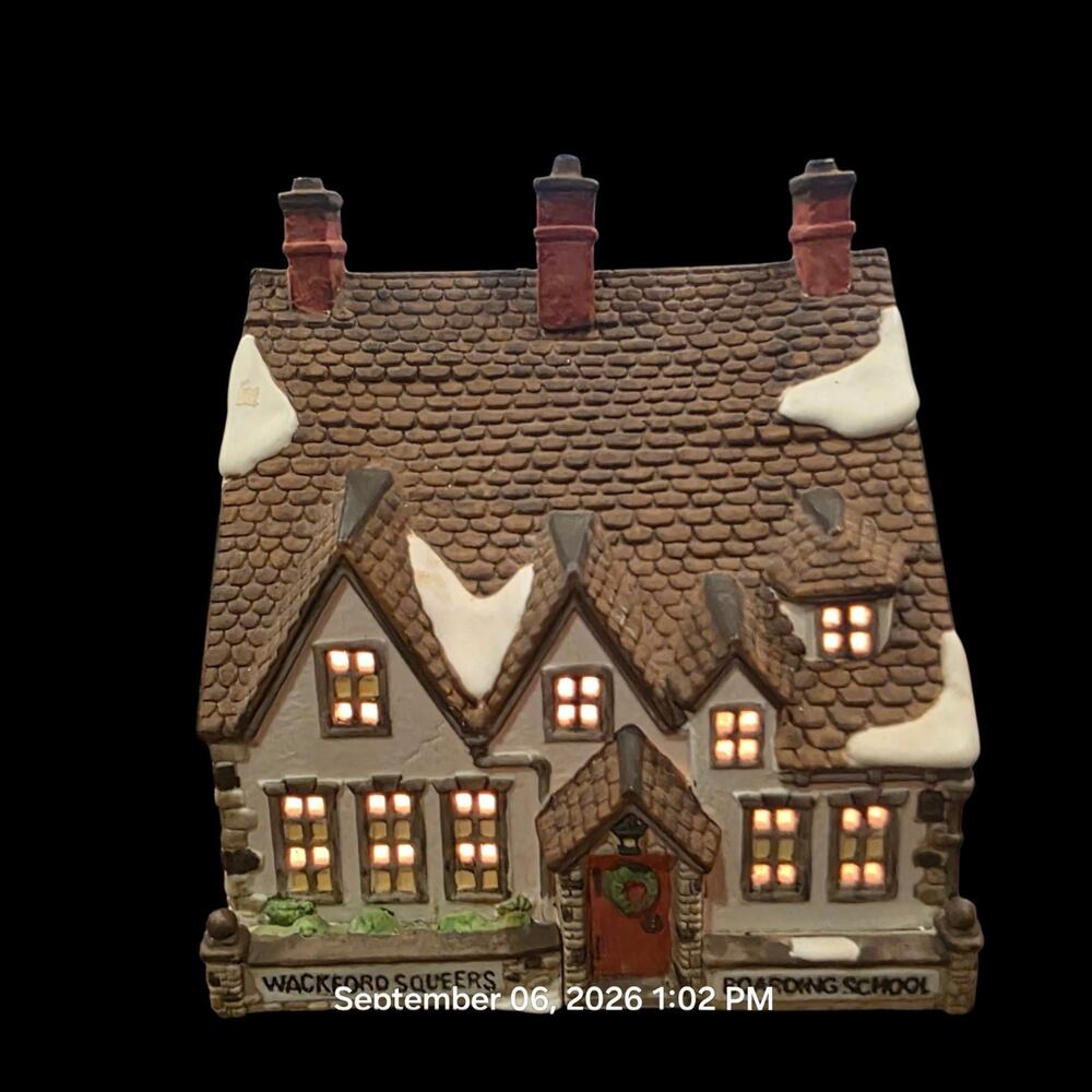 Dept 56 Dickens Village Wackford Squeers Boarding School 1988 Lighted Christmas